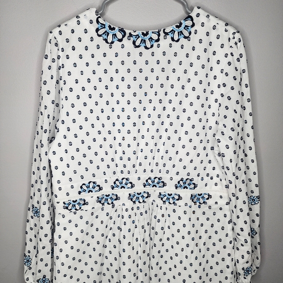 Boden Flossie Swiss Dot Embroidered Floral Midi Dress White and Blue Size 18R - Picture 13 of 15